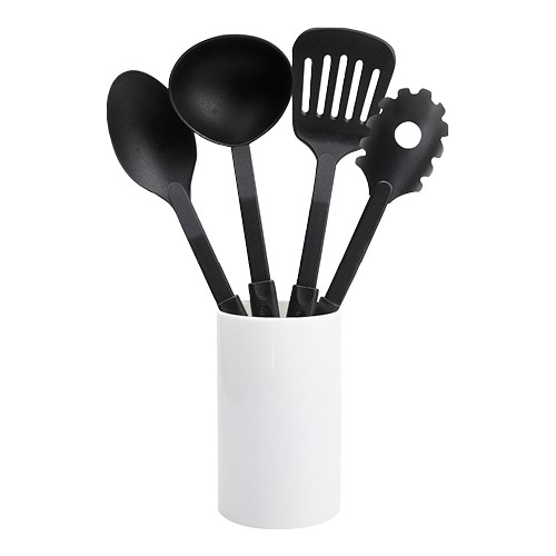 SET DE UTENSILIOS MERAN BLANCO CON NEGRO