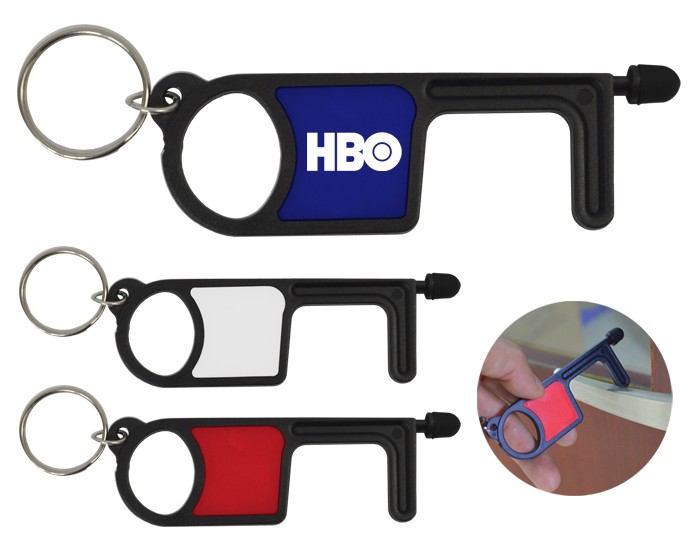 LLAVERO POINT DE PLASTICO CON TOUCH COLOR NEGRO CON CUADRO BLANCO