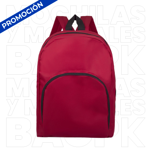 MOCHILA ESCOLAR DE POLIESTER CON CIERRES ROJO