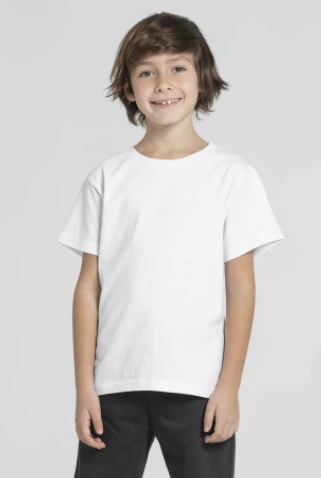 PLAYERA BLANCA CUELLO REDONDO PARA NIÑOS MANGA CORTA