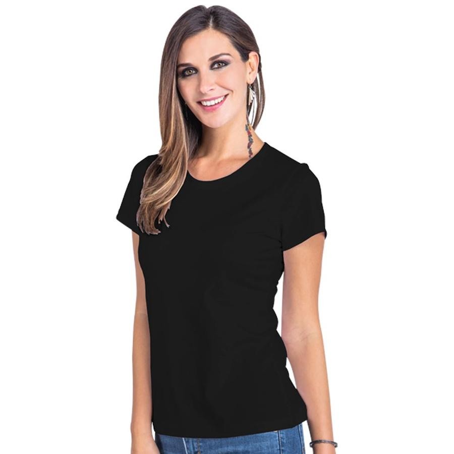 PLAYERA NEGRA CUELLO REDONDO EUROCOTTON DAMA