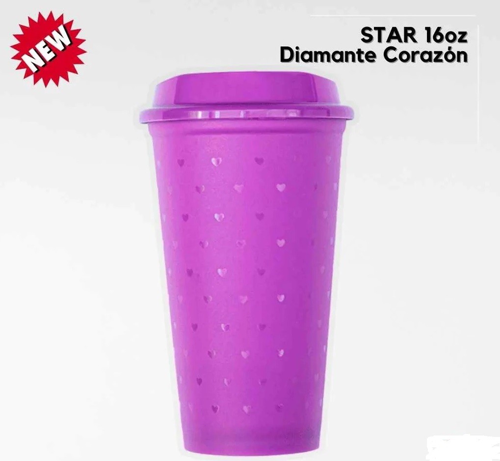 VASO STAR DIAMANTE CORAZON DE 16 ONZ MORADO