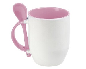 TAZA MAGGIE ROSA CON CUCHARA PARA SUBLIMAR